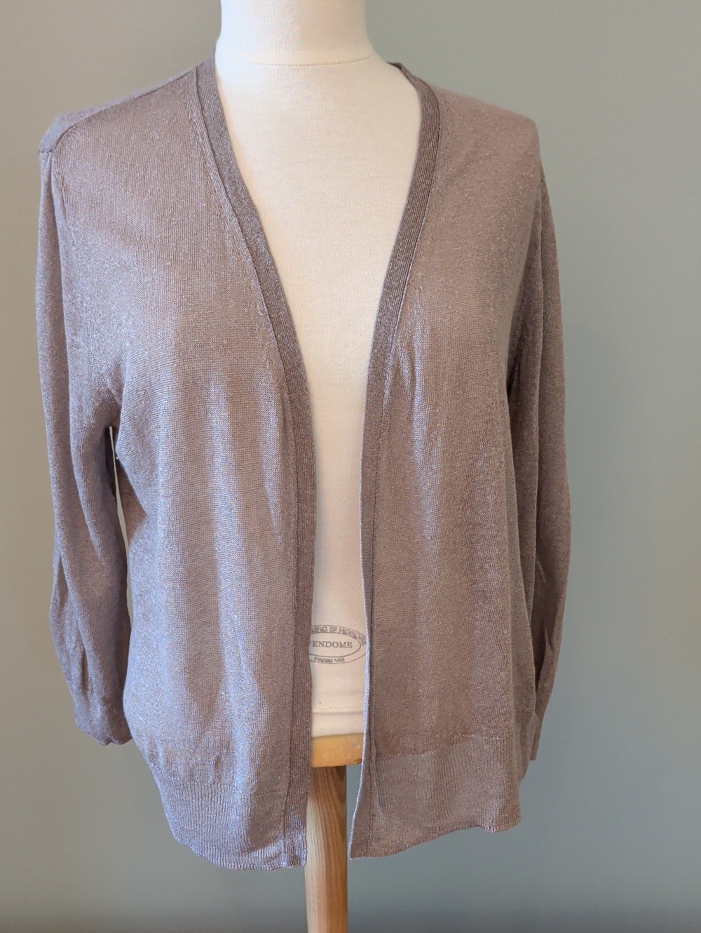 Retrology Light Taupe Open-Front Women's Sweater Cardigan  Large. Linen Viscose